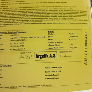 Arçelik Çay Makinesi Kulp Sorunu Ve Garanti Hayal Kırıklığı
