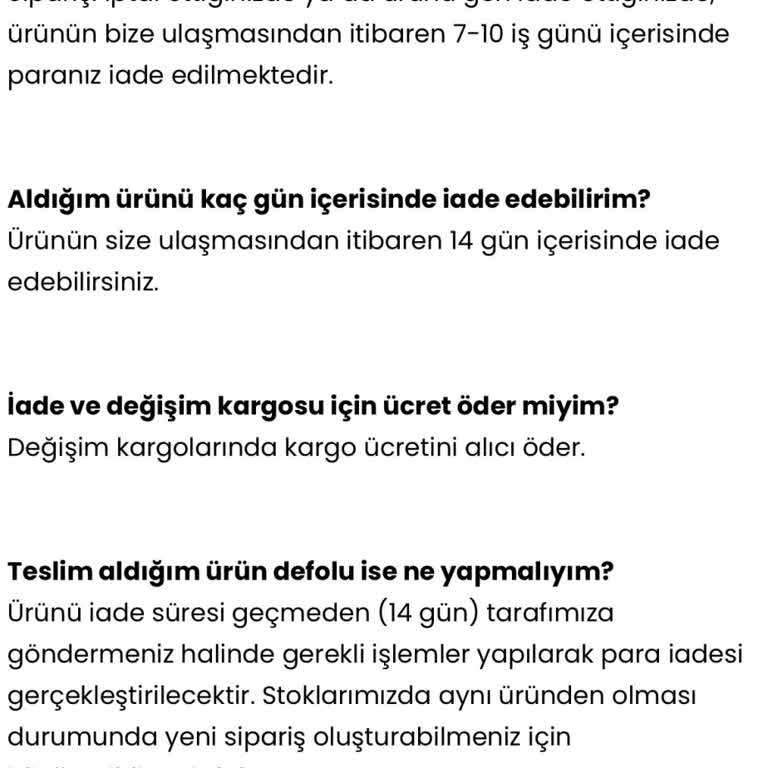 Eksik Ürün Ve İade Sorunu