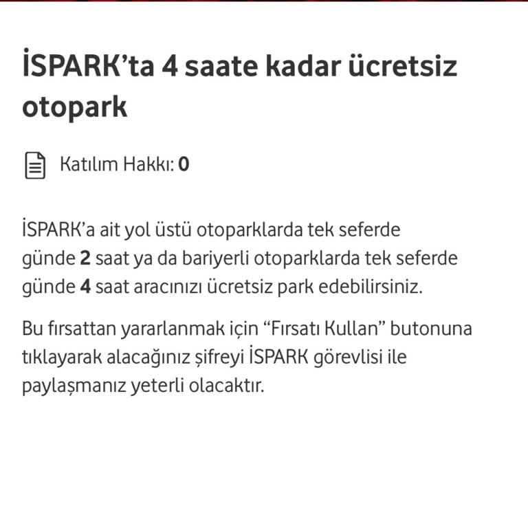Vodafone Red Max Tarifesi: İspark Kullanım Hakkı Sorunu