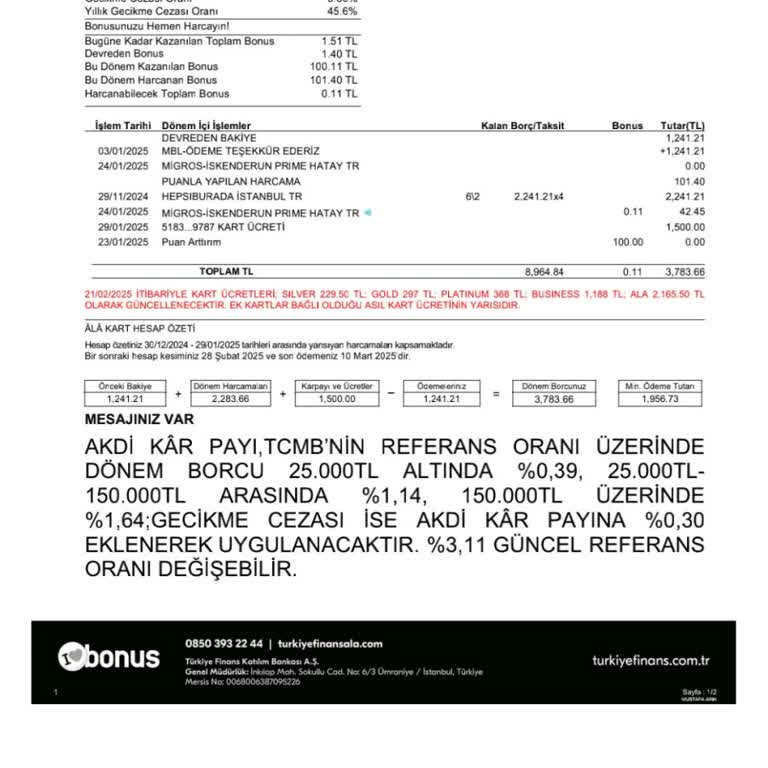 Yıllık Kart Ücreti İadesi Talebi