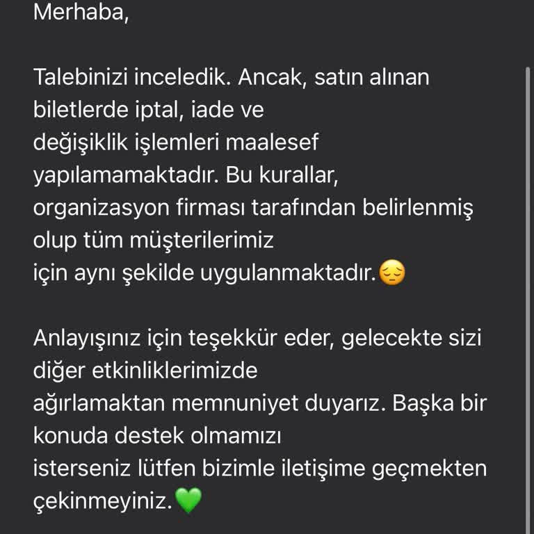 Konser Bileti İptalinde Mağduriyet
