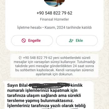 Arz Yatırım'dan Gelen Tehditkar Mesajlar