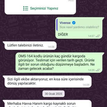 Vivense'den Ürün Teslimatı Ve Ücret İadesi Sorunu