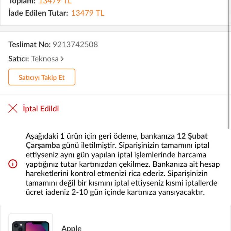 İndirimli Ürün Siparişim İptal Edildi