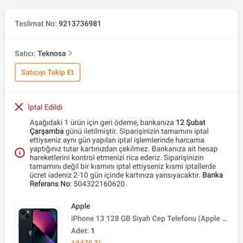 Trendyol Sipariş İptali Ve Müşteri Hizmetleri Sorunu