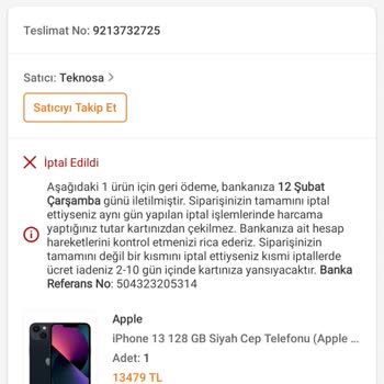 Trendyol Sipariş İptali Ve Müşteri Hizmetleri Sorunu