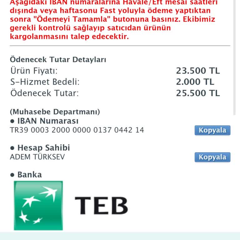 Sahibinden Güvende Ödeme Sistemi Mağduriyeti