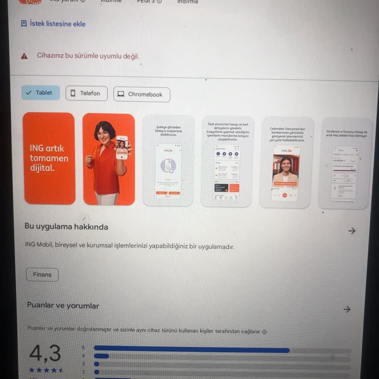 Lenovo Tablet İle ING Mobil Uygulama Uyumsuzluğu