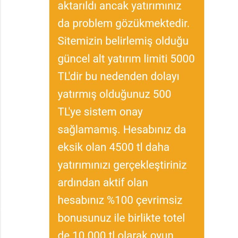 Para Yatırma Sorunu Ve Yanıltıcı Alt Limit Bilgisi