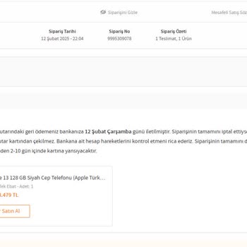 Yanlış Fiyatlandırma Nedeniyle İptal Edilen Sipariş