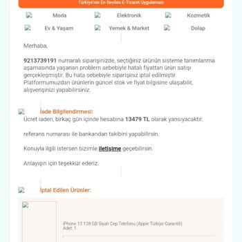 Trendyol'da Onaysız Ürün İptali Şoku