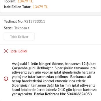 İptal Edilen Sipariş Ve Hatalı Fiyat Sorunu