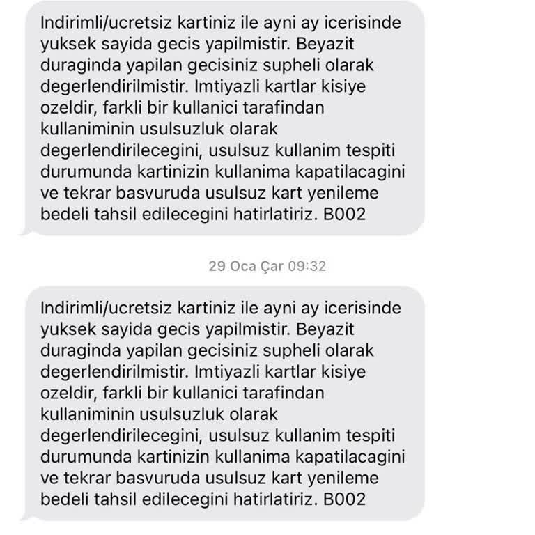 İstanbulkart Usulsüz Kullanım Mesajları Mağduriyeti