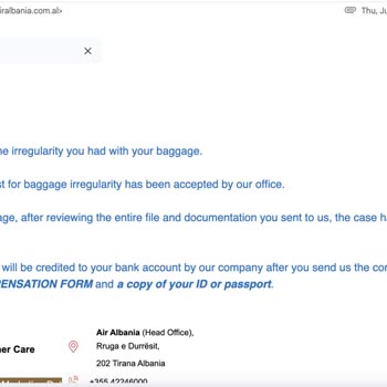 Air Albania Ignored My Damaged Baggage Claim for Over 7 Months – No Compensation