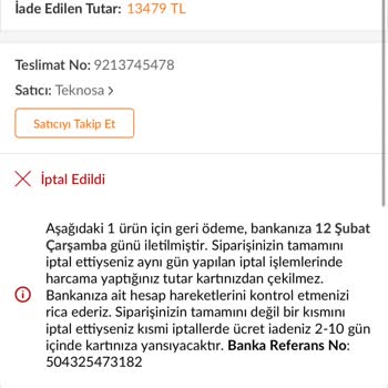 Trendyol Siparişim İptal Edildi, Ürün Gönderilmiyor