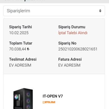 Yanlış Sipariş Ve İptal Süreci Sorunu