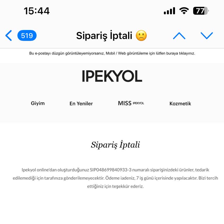 Online Sipariş İptali ve Stok Sorunları