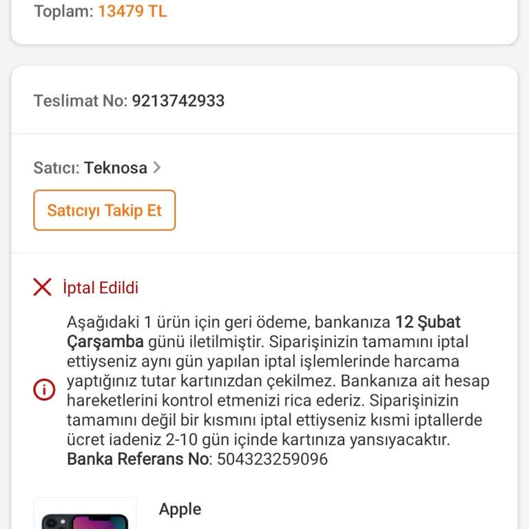 İptal Edilen Sipariş Ve Yetersiz Müşteri Hizmetleri