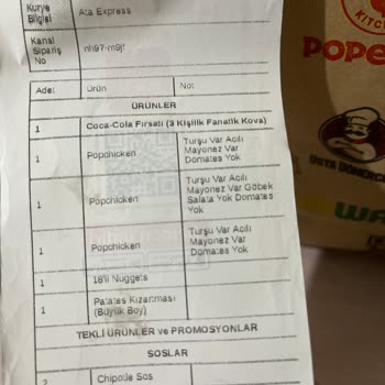 Popeyes Bandırma Şubesinde Hizmet Sorunları
