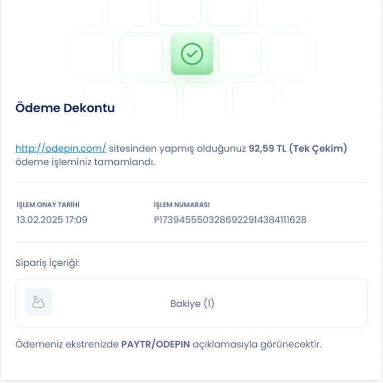 Odepin.com Anında Teslimat Sözü Tutulmadı