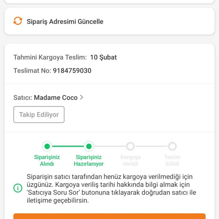 Siparişin Kargoya Verilmemesi Ve İptal Sorunu