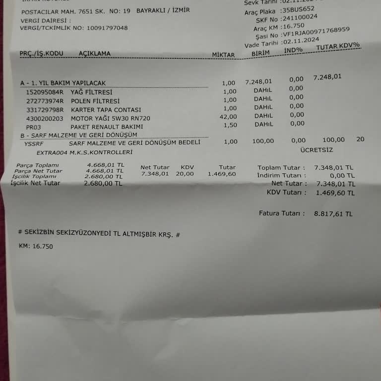 Renault Servisinde Hava Filtresi Sorunu Ve İletişim Eksikliği