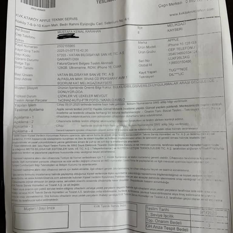 Vatan Bilgisayar'dan Aldığım İphone 16'nın Sorunları Ve Yetersiz Destek