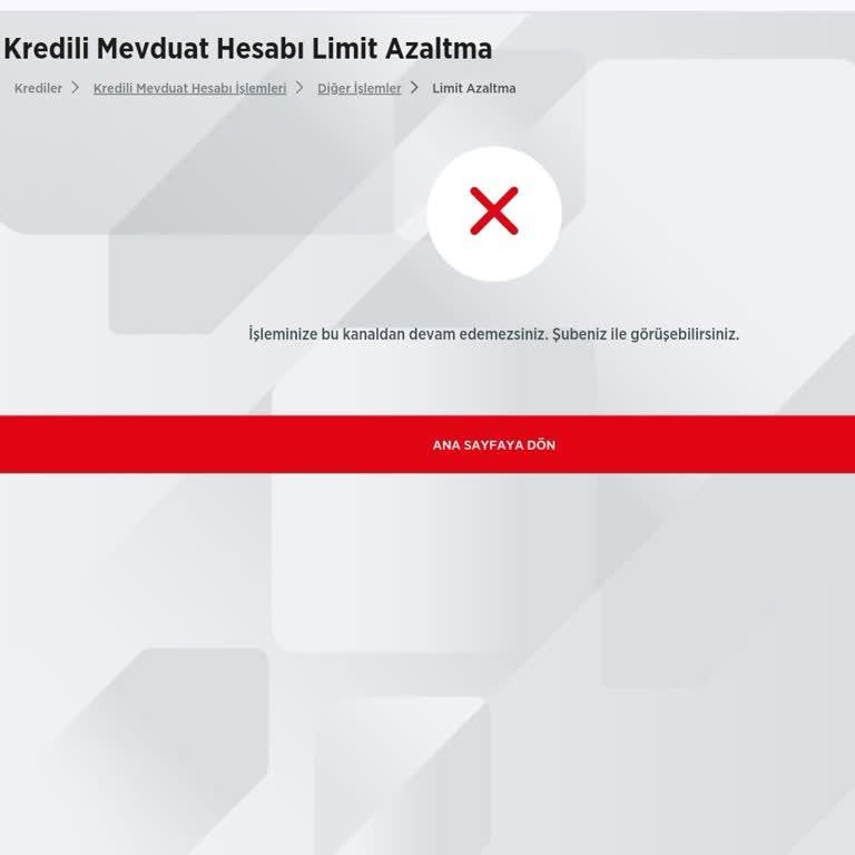 Ziraat Bankası KMH Limit Azaltma Sorunu