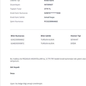Pegasus Bilet Değişiminde Sistem Hatası Ve Ekstra Ücret Problemi
