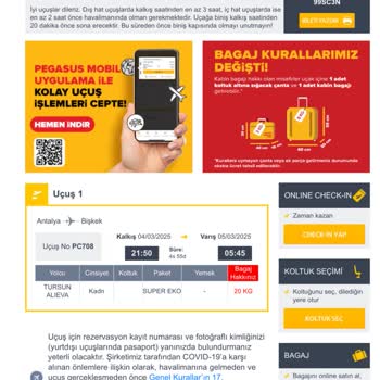 Pegasus Bilet Değişiminde Sistem Hatası Ve Ekstra Ücret Problemi