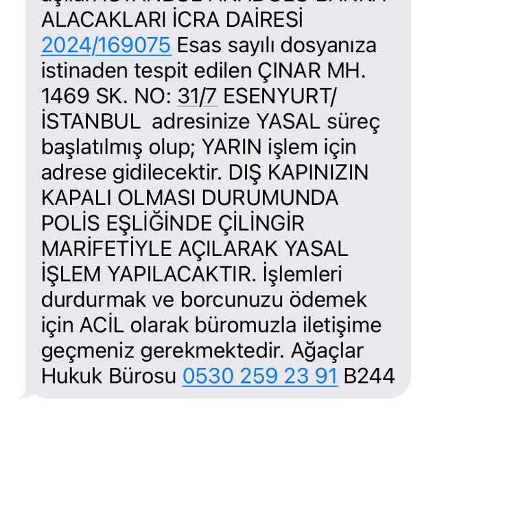 Yanlış Adrese Yapılan Haciz Tehditleri