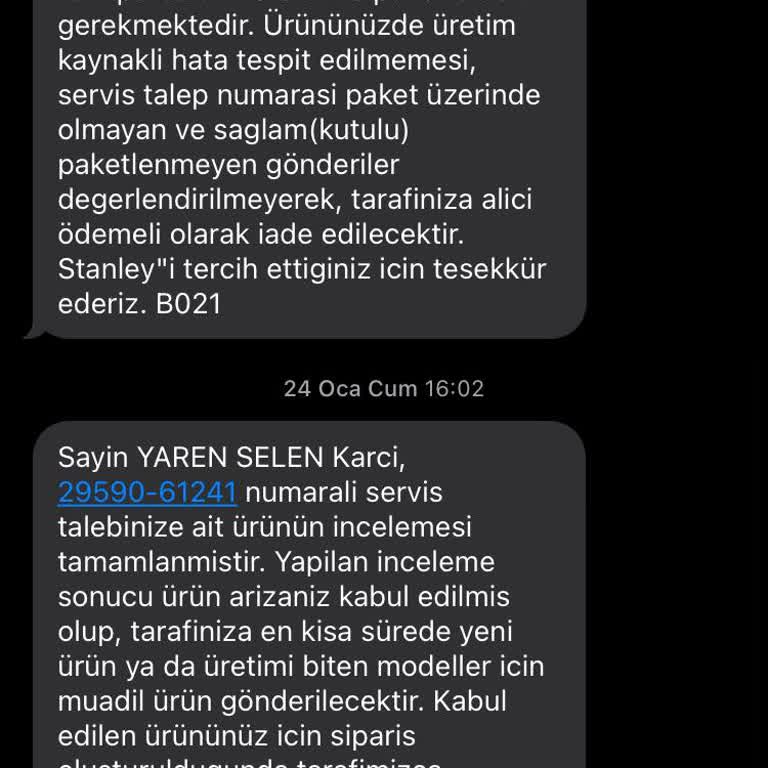 Stanley Termosumun Değişim Sürecinde Yaşadığım Mağduriyet