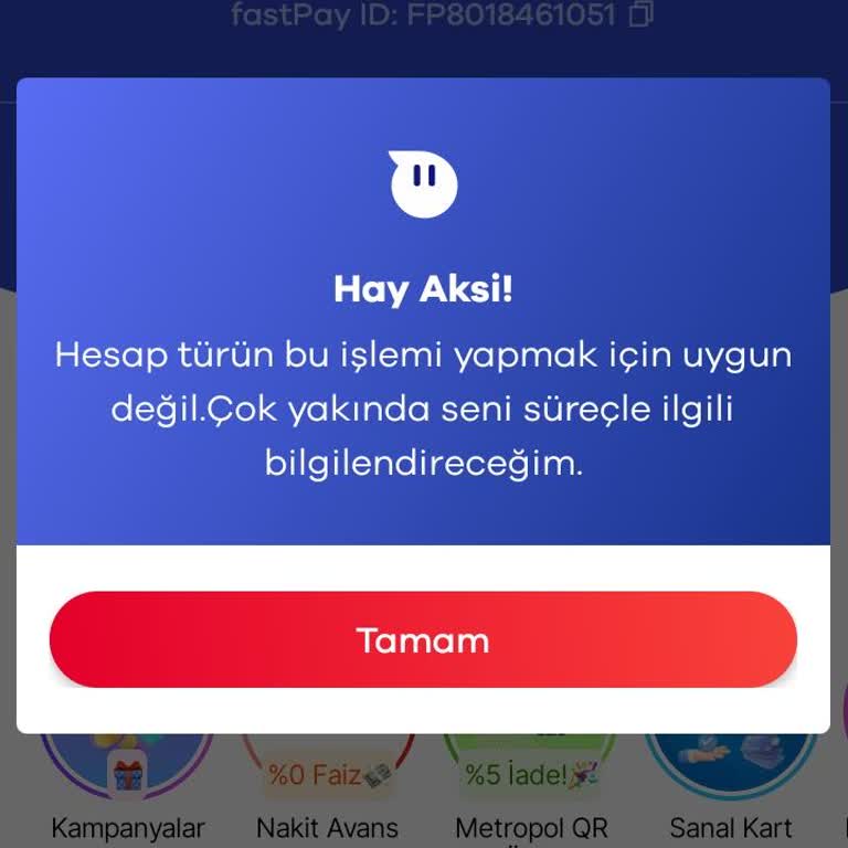 FastPay Hesabına Para Yükleme Sorunu