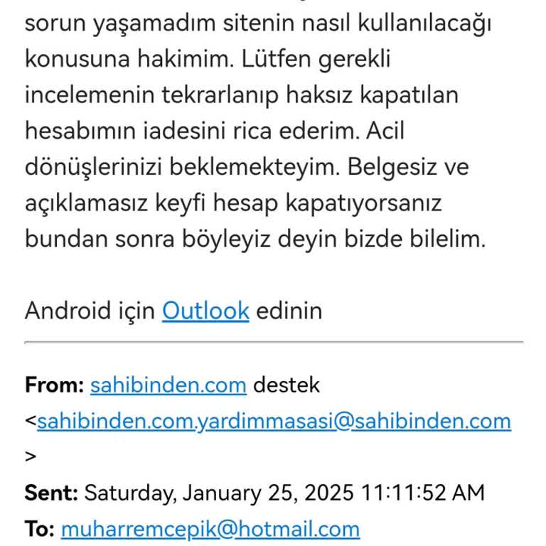 Sahibinden.com Hesabım Aniden Durduruldu: Mağduriyetim Giderilmiyor!