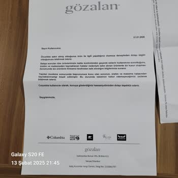 Columbia Montunda Kaz Tüyü Problemi Ve Yetersiz Müşteri Hizmeti