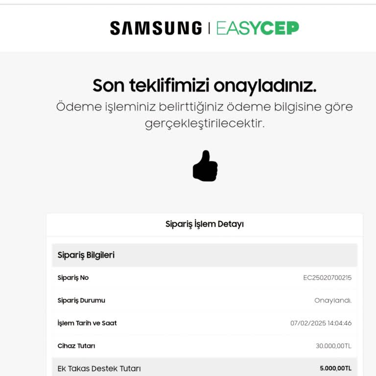 Samsung Ve EasyCep Arasında Mağduriyet