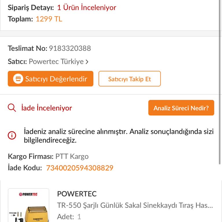 Trendyol İade Sürecinde Yaşanan Sorun