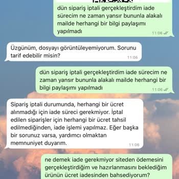 İptal Edilen Siparişin Ücret İadesi Bekleniyor