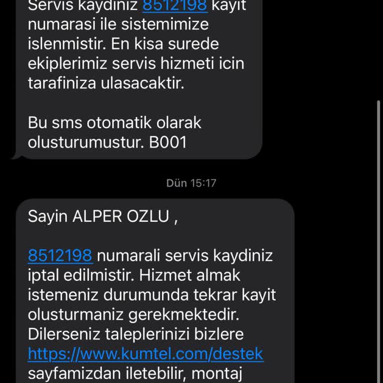 Kumtel Davlumbaz Servis Sorunu
