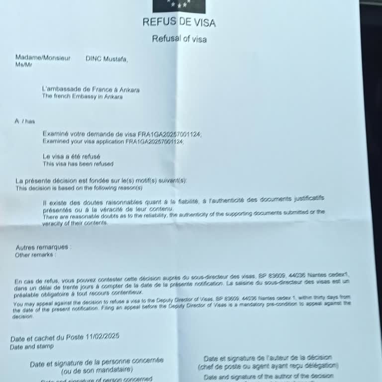 VFS Global France Visa Denied Despite Submitting Same Documents—Need Review