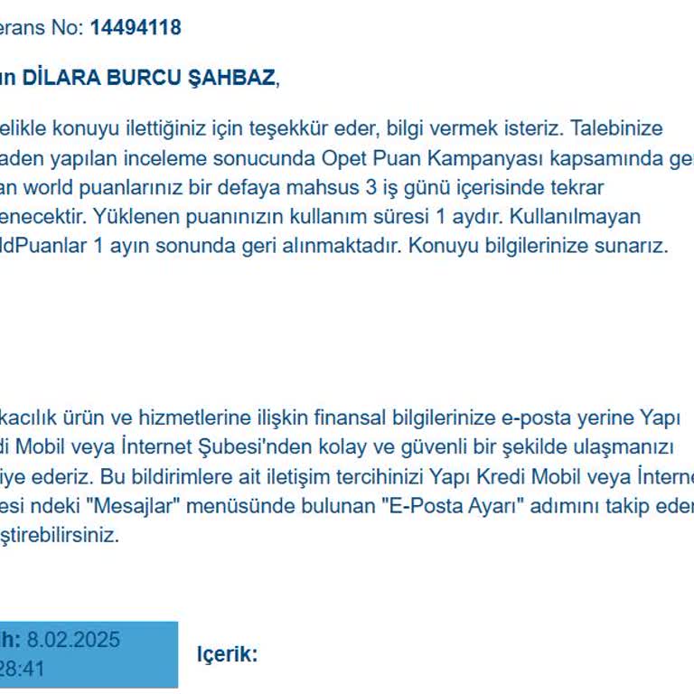 Puan İadesi Sözünü Tutmayan Müşteri Hizmetleri