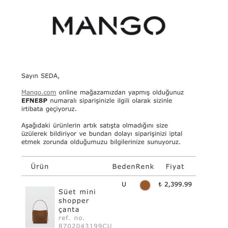 İptal Edilen Sipariş Ve Yanıltıcı Bilgilendirme
