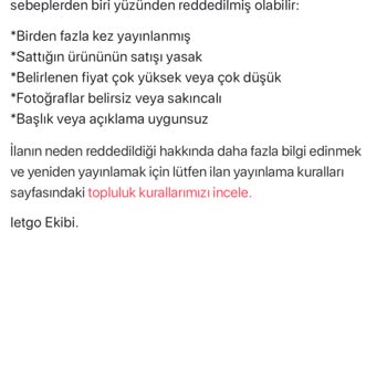 Letgo'da İlan Reddine Anlam Veremiyorum
