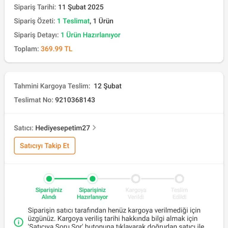 Trendyol'da Sipariş Hazırlık Süreci Sorunu