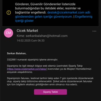 Çiçek Siparişi Teslim Edilmedi Ve İade Sorunu