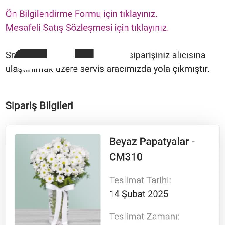Çiçek Market'ten Siparişin Teslim Edilmemesi Ve İletişim Sorunu