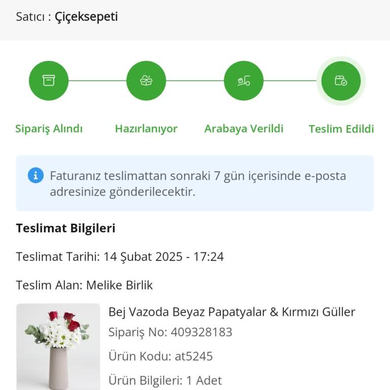 Teslim Edilmeyen Çiçek Ve Para İadesi Talebi