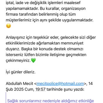 Etkinlik Ücreti İadesi Hakkım