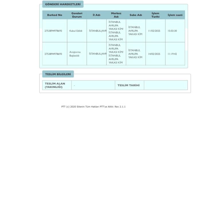 Kayıp Kargo Ve Sorumsuz Hizmet