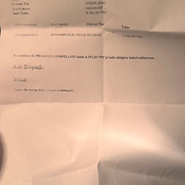 Pegasus Bilet İptali Ve İade Sorunu